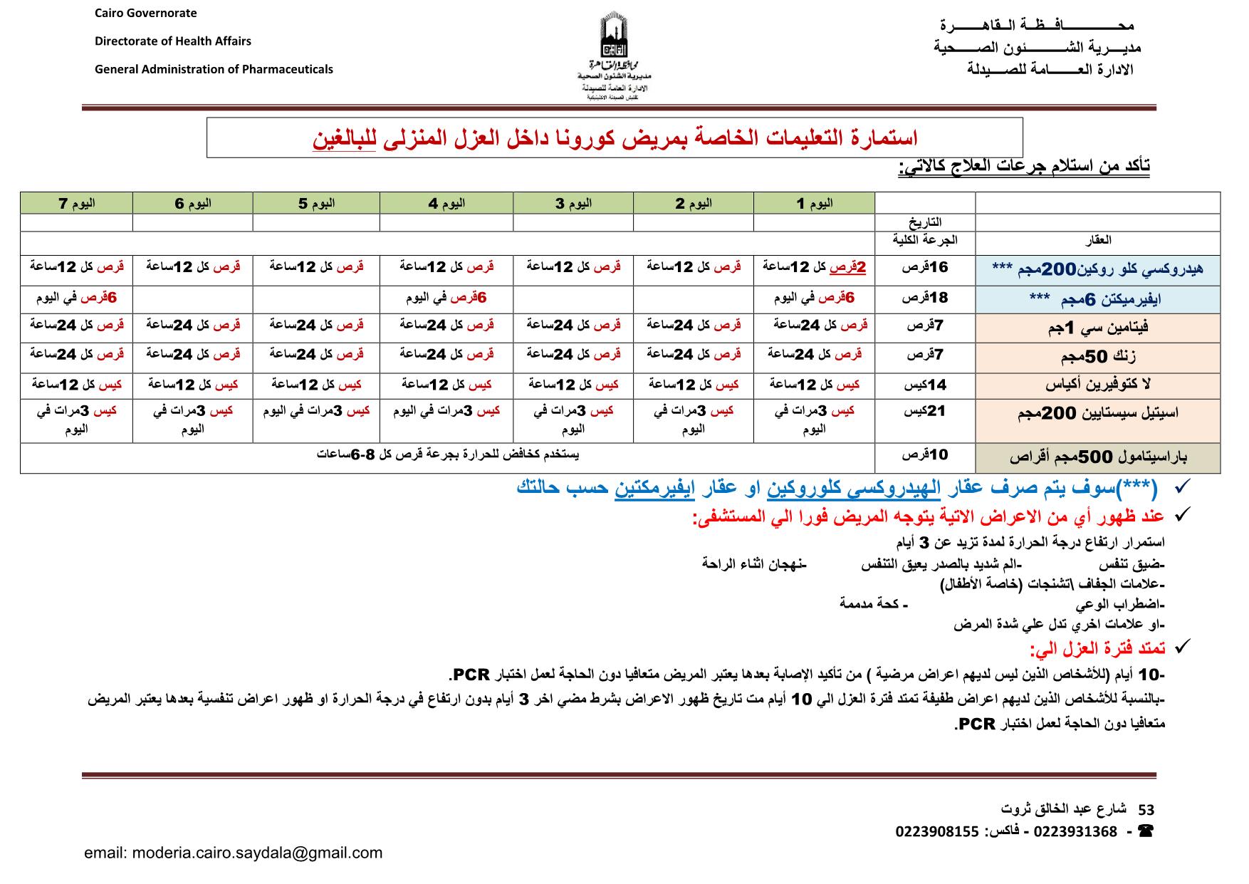 التعليمات الخاصة بمريض كورونا داخل العزل المنزلي
